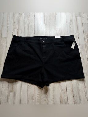 Old Navy Black High Rise Cuffed Denim Shorts Plus Size 26 NWT!
